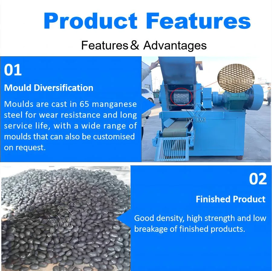 Factory Sale Coconut Shell Bamboo Rice Husk Wood Coal Charcoal BBQ Ball Honeycomb Press Briquette Maker Making Machine